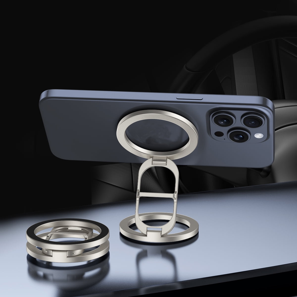 4-Pack Phone Ring Holders - 360° Rotating Flower Design Kickstands With Adhesive Metal Grips