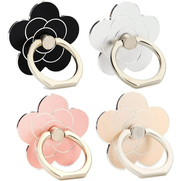 Cell Phone Ring Holder Flower,Fwaytech 360 Rotate Metal Finger Ring Socket Grip Kickstand for Smartphones,4Pack (Flower4)
