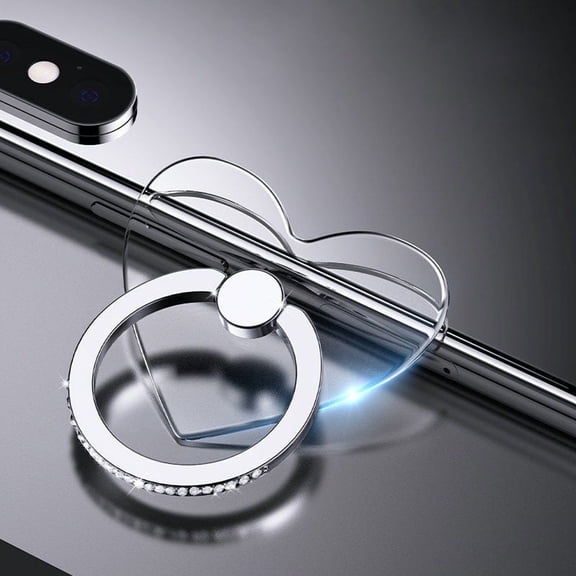 NEW Cell Phone Ring Holder Stand Diamond Transparent Finger Grip Clear 360° Degree Rotation Kickstand Compatible