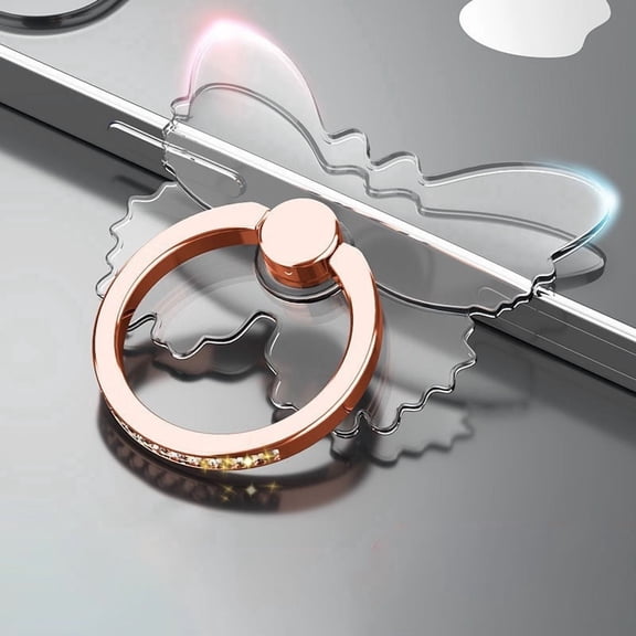NEW Cell Phone Ring Holder Stand Diamond Transparent Finger Grip Clear 360° Degree Rotation Kickstand Compatible