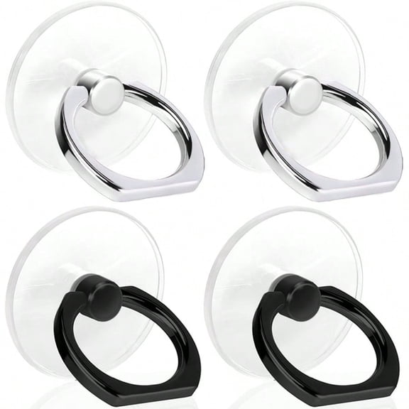 Cell Phone Ring Holder Transparent 360Rotation Finger Ring for Phone Clear Phone Ring Finger Kickstand Compatible with Most of Phones Tablet and Case 2 Sier+2 Black