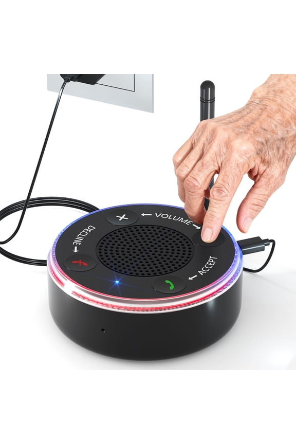 110dB Cell Phone Ringer Amplifier & Flasher Loud External Ringtone Amplifier for Seniors & Hearing Impaired, LED Light Alerts, iPhone & Android Compatible