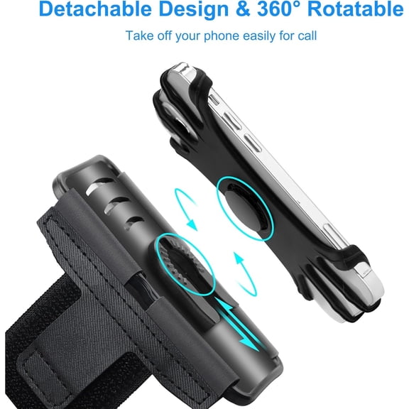 Cell Phone Running Armband - Detachable & 360 Rotatable Universal Cellphone Arm Band for iPhone 17 16 15 14 13 Pro Max Plus Samsung Galaxy Note S24 S23 for Workout Exercising Walking Jogging