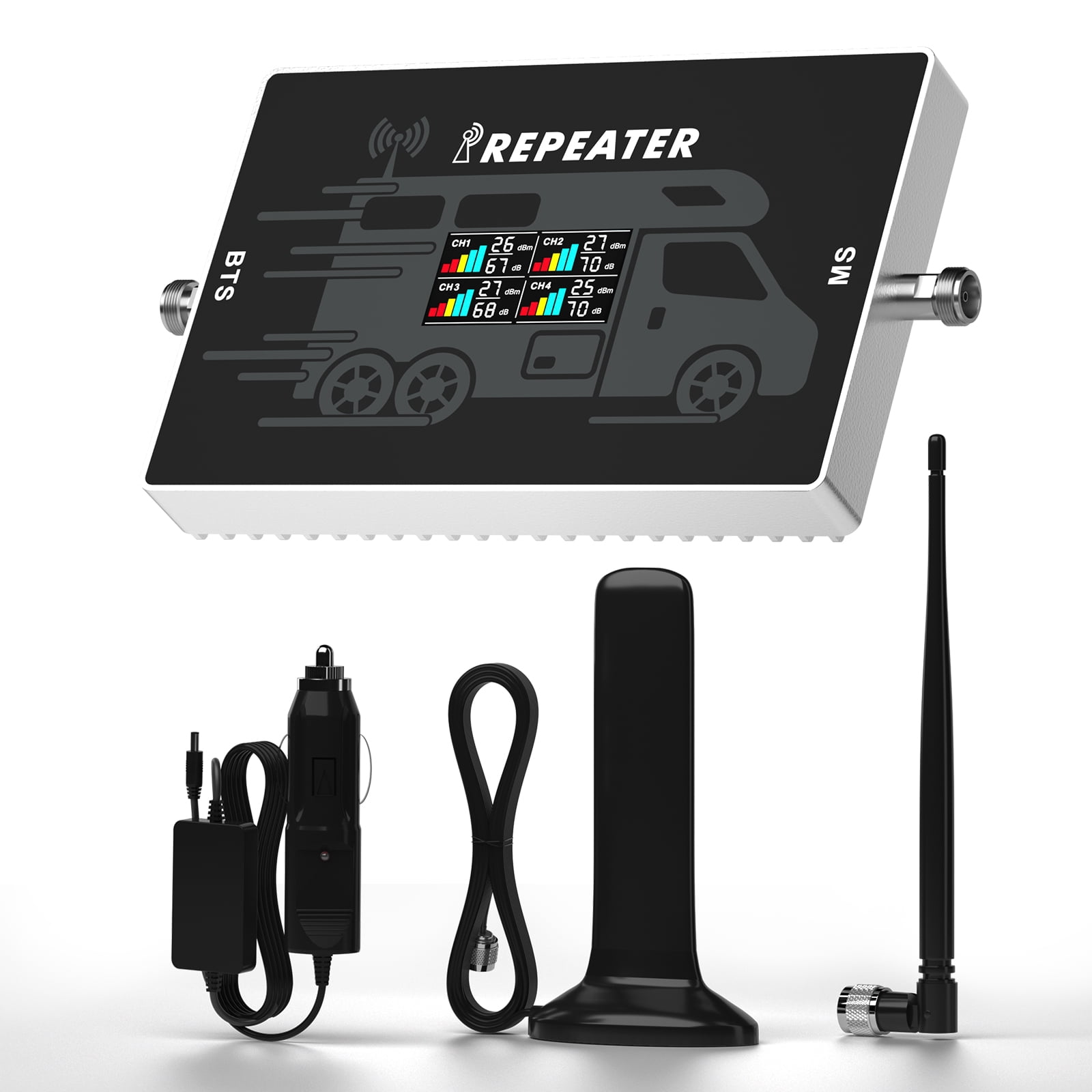 Cell Phone Signal Booster on Band 12/17,5,4/66,2/25 Cell Phone Booster for Car Vehicle SUV for 2/3/4/5G Verizon AT&T T-Mobile US Carrier PCS AWS CDMA LTE 700/1900/1700/2100/850MHz FCC Approved