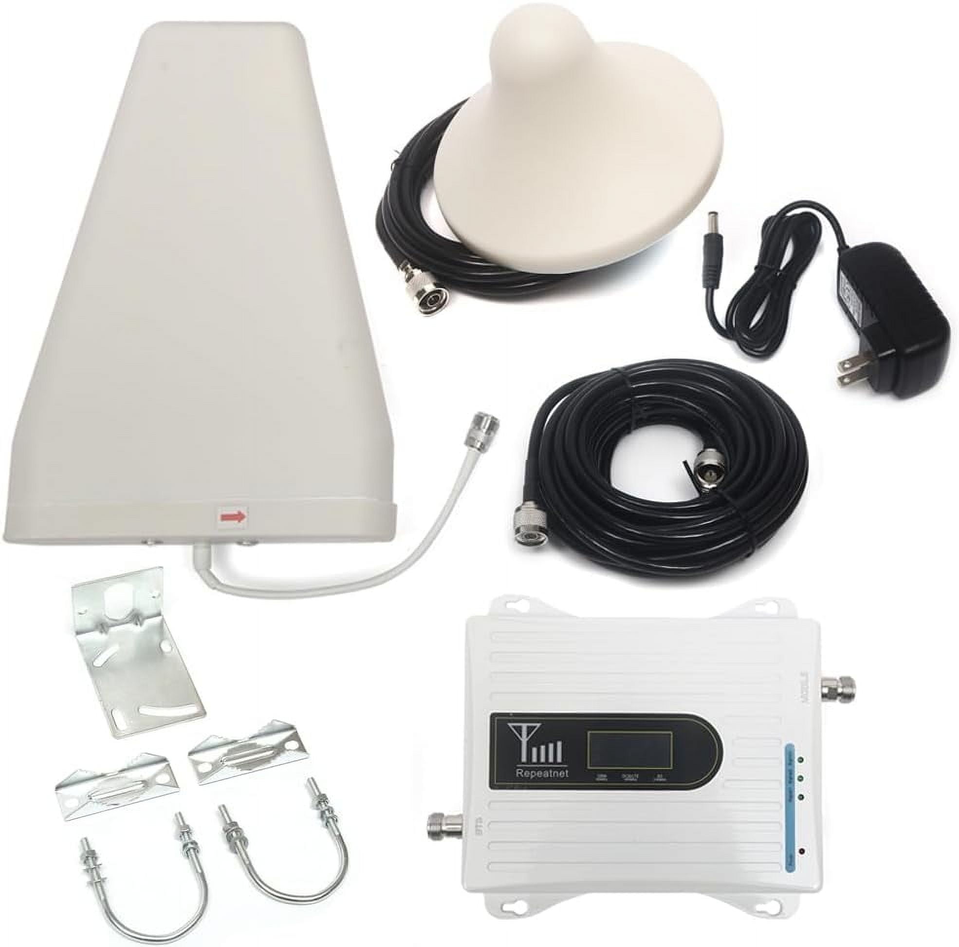 Cell Phone Signal Booster, GSM DCS WCDMA 900/1800/2100MHz Band Signal Amplifier Kit with Indoor Outdoor Antenna, 2G/3G/4G GSM Mobile Signal Amplifier for Home,Coverage Area up to 300-500