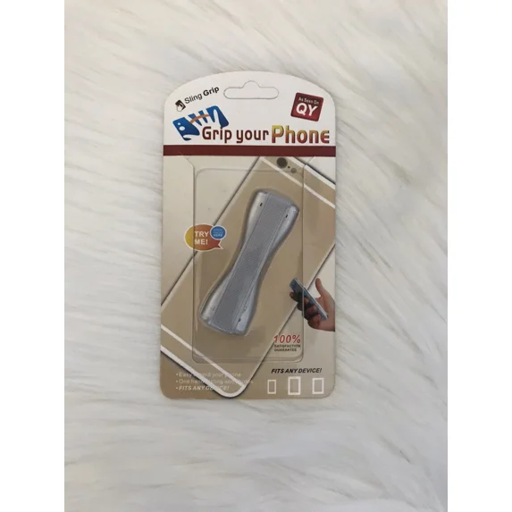 Cell Phone Sling Grip Elastic Band Holder Silver 60X20 Mm