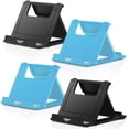 thumbnail image 1 of Cell Phone Stand, 4 Pack Tablet Stand, Universal Foldable Multi-Angle Pocket Phone Stand for Desk, Compatible with Phone 13 12 11 Pro XS Max X 8 7 6S Plus, All Android Smartphones (Black+Blue), 1 of 5