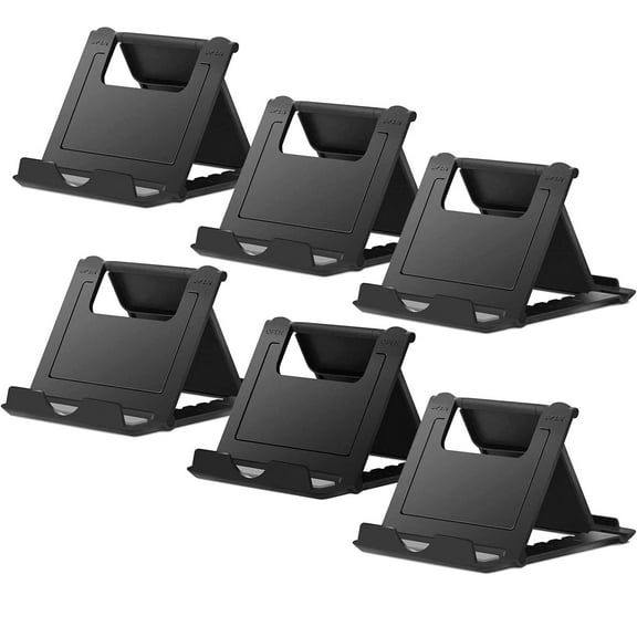 Cell Phone Stand 6 Pack, Tablet Stand Multi-Angle, Universal Phone Stand for Desk,Compatible Phone 16 15 Pro Plus All Android Smartphones,(Black)