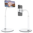 thumbnail image 1 of Cell Phone Stand, Adjustable Height & Angle Gooseneck Stand for Desk Flexible Arm Universal Holder, Aluminum Alloy Desktop Recording Compatible with 3.5"-7" Device (Black), 1 of 14
