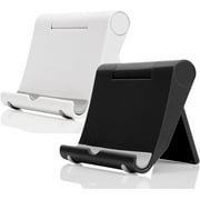Cell Phone Stand for Desk 2 Pack Mobile Phone Holders Desktop Tablet Stand, Foldable Phone Dock Universal Adjustable Tablet Stand for Desk Compatible with Cell Phone Support Black+White