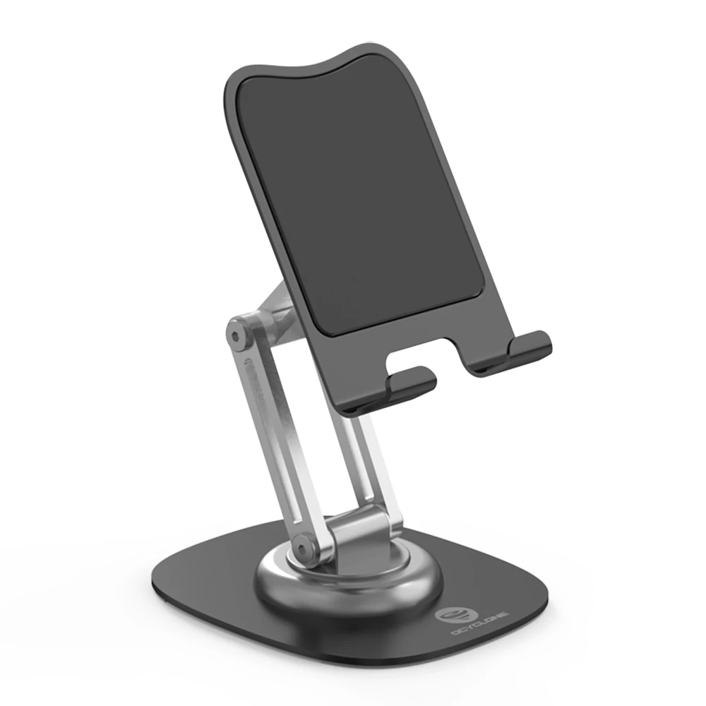 Ocyclone Adjustable Foldable Phone Stand, 360° Rotating Desktop Holder, Compatible with iPhone 17-11 Pro, Black