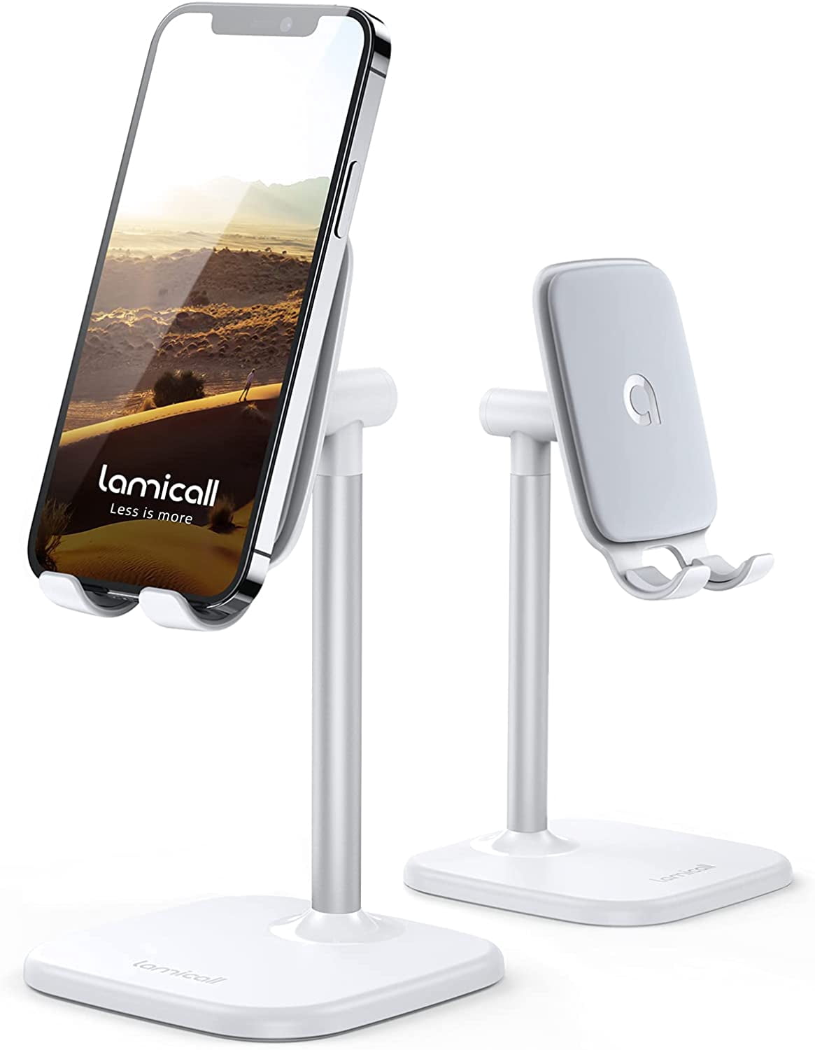 Cell Phone Stand for Desk - Adjustable Mobile Phone Holder Dock for Table, Desktop, Office, Compatible with iPhone 13 12 11 X Xr Pro Max 8 7 6 Plus, Mini, More 4-10'' Cellphone and Tablets