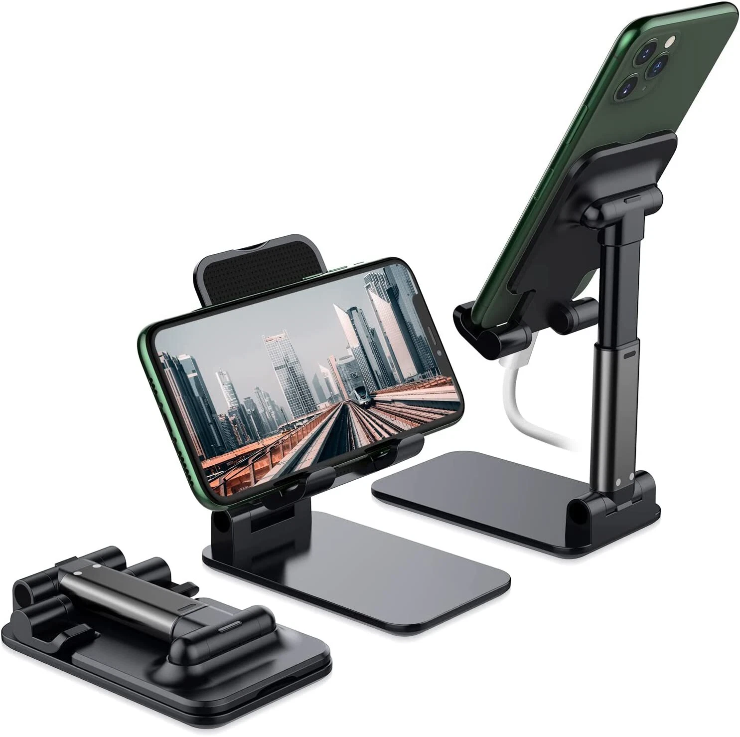 Cell Phone Stand For Desk - Fully Foldable & Height Adjustable Cellphone Stand H