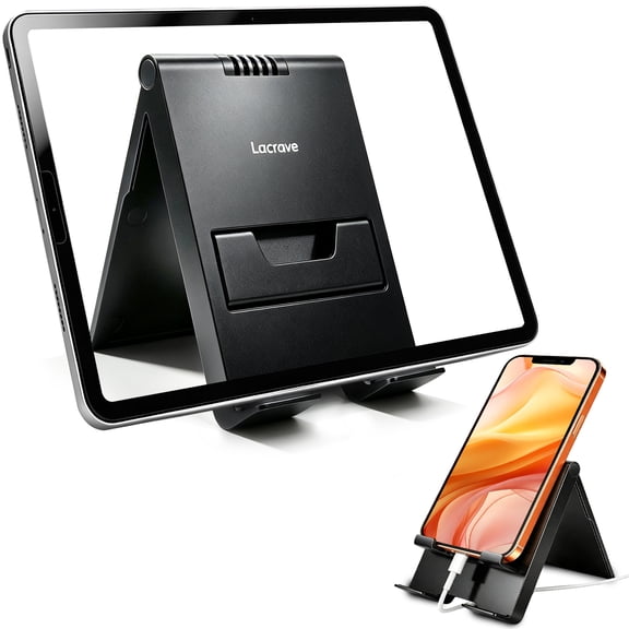 Lucrave Adjustable Tablet Stand Holder, Portable Foldable Desktop stand for iPad 10.2, iPad Pro 11 Inch, iPad 9.7, iPad Mini 5 4 3 2, iPad Air and all Smart Phone, Black