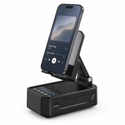 JDMEOPD Cell Phone Stand Speaker, Induction Audio Amplifier with Foldable Phone Holder, 2000mAh Power Bank, Black