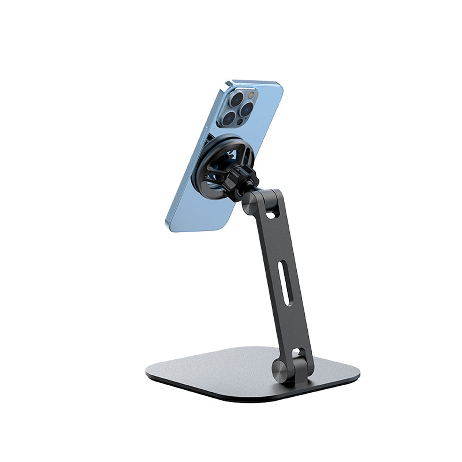 Cell Phone Stand, Magnetic Phone Holder - Rotating Adjustable Mobile Phone Stand for Desk, Office, Compatible with iPhone/Samsung/Motorola/OnePlus/Google, Cellphone & Tablet, Black