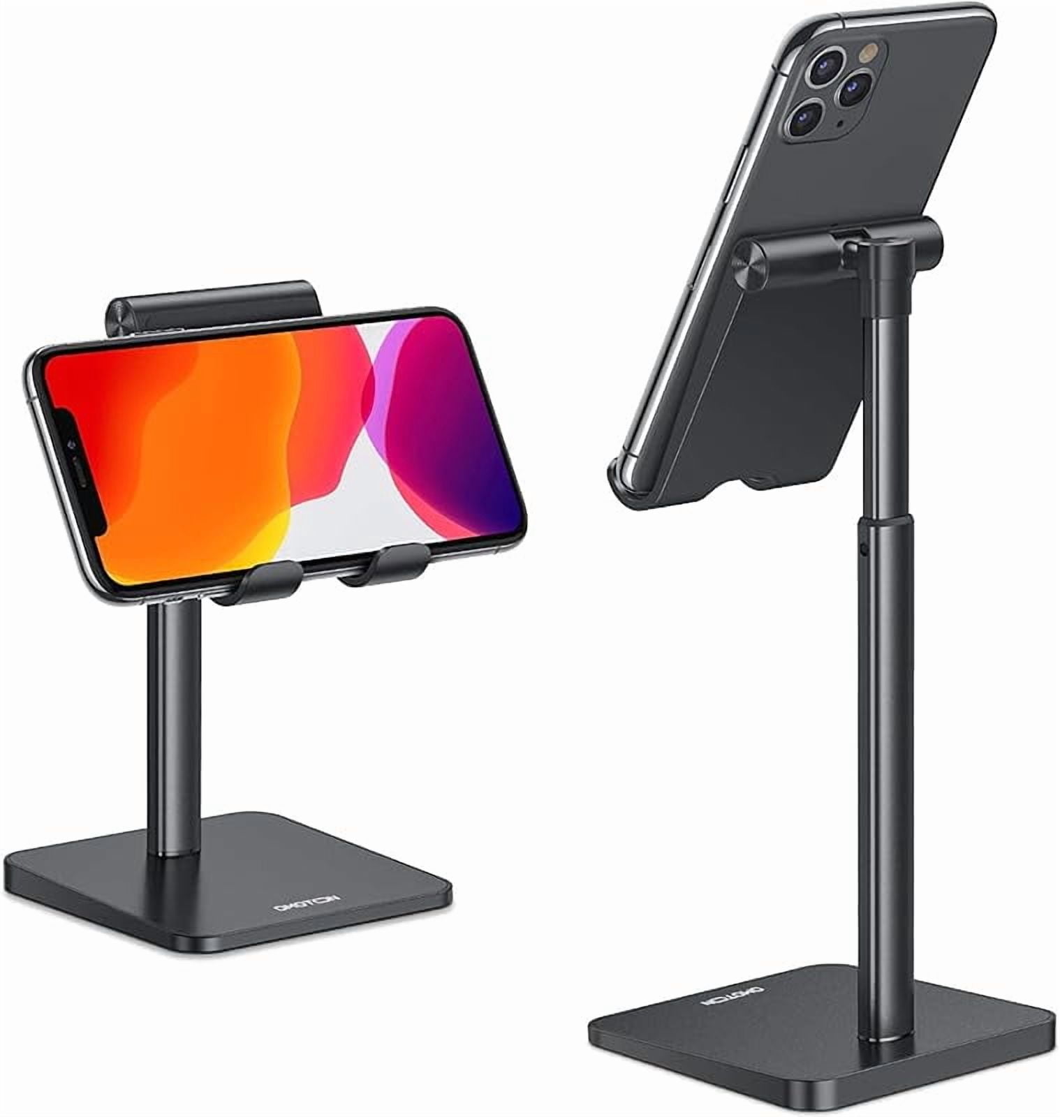 Cell Phone Stand, OMOTON Adjustable Angle Height Desk Phone Dock Holder for iPhone SE 16 Pro Max/Plus/XS/XR, Samsung Galaxy S20 / S10 / S9 / S8 and Other Phones (3.5-7.0-Inch),Silver