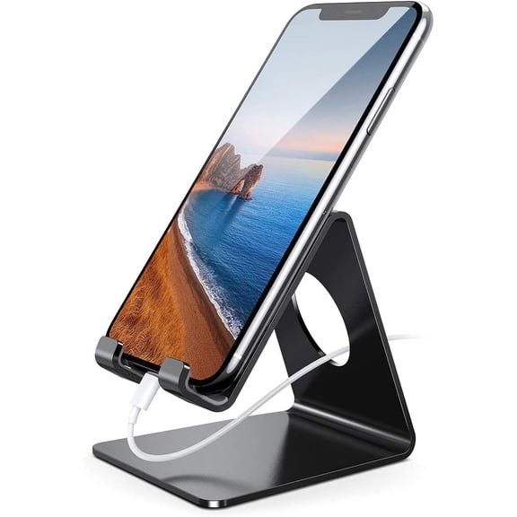 Cell Phone Stand, Phone Dock: Cradle, Holder, Stand for Office Desk - Black