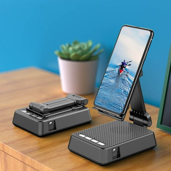 Cell Phone Stand with Wireless Bluetooth Speaker and Anti-Slip Base HD Surround Sound with Bluetooth Speaker for Desk Compatible with iPhone/ipad/Samsung Galaxy Perfect for Home and Outdoors