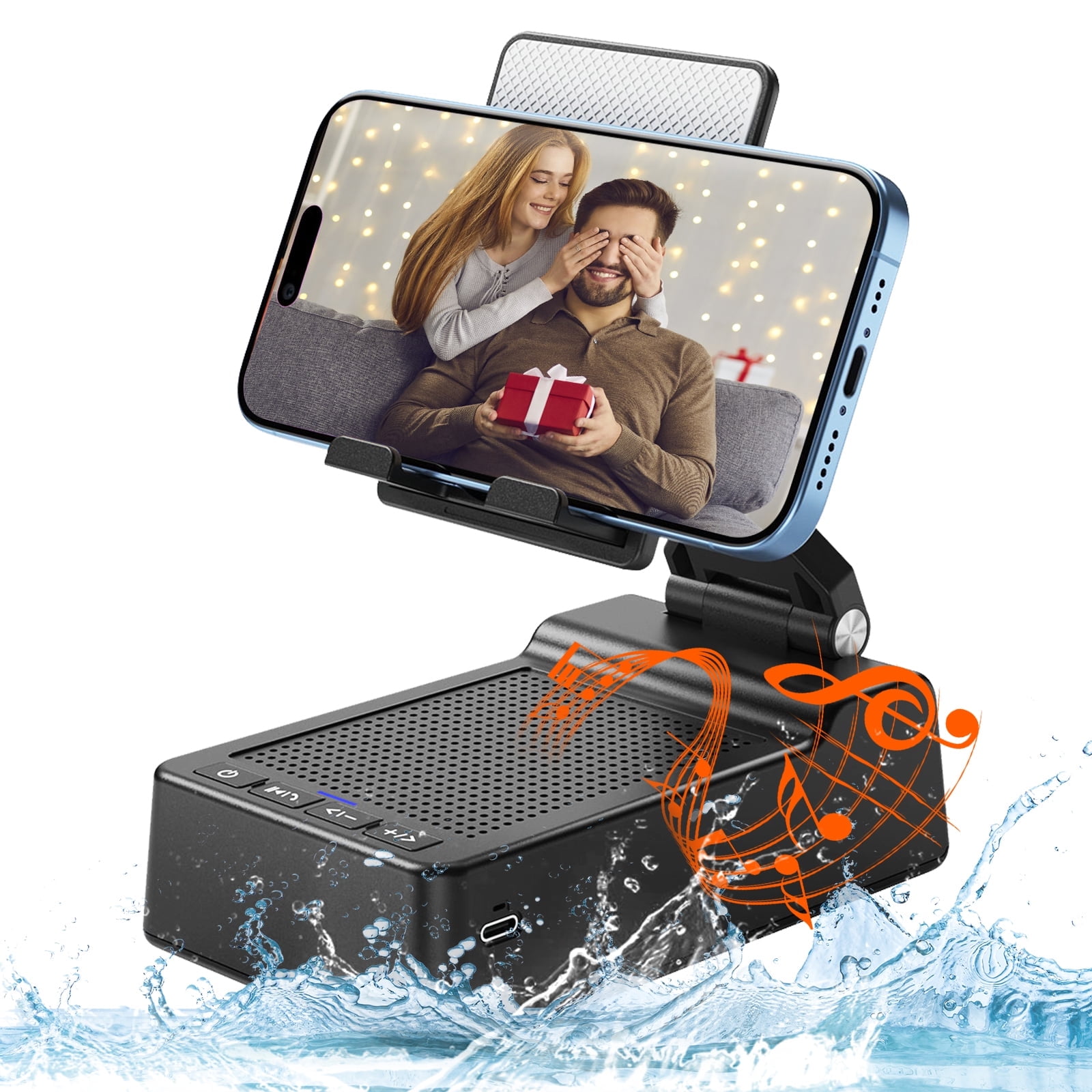 Cell Phone Stand with Wireless Bluetooth Speaker and Anti-Slip Base HD Surround Sound Perfect for Home and Outdoors with Bluetooth Speaker for Desk Compatible with iPhone/ipad/Samsung Galaxy