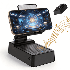 Bluetooth Speaker with Phone Stand - ETEPEHI 2 in 1 Portable HD Surround Sound Speaker, Foldable Adjustable Phone Tablet Holder for Home Office, Gifts for Men Women