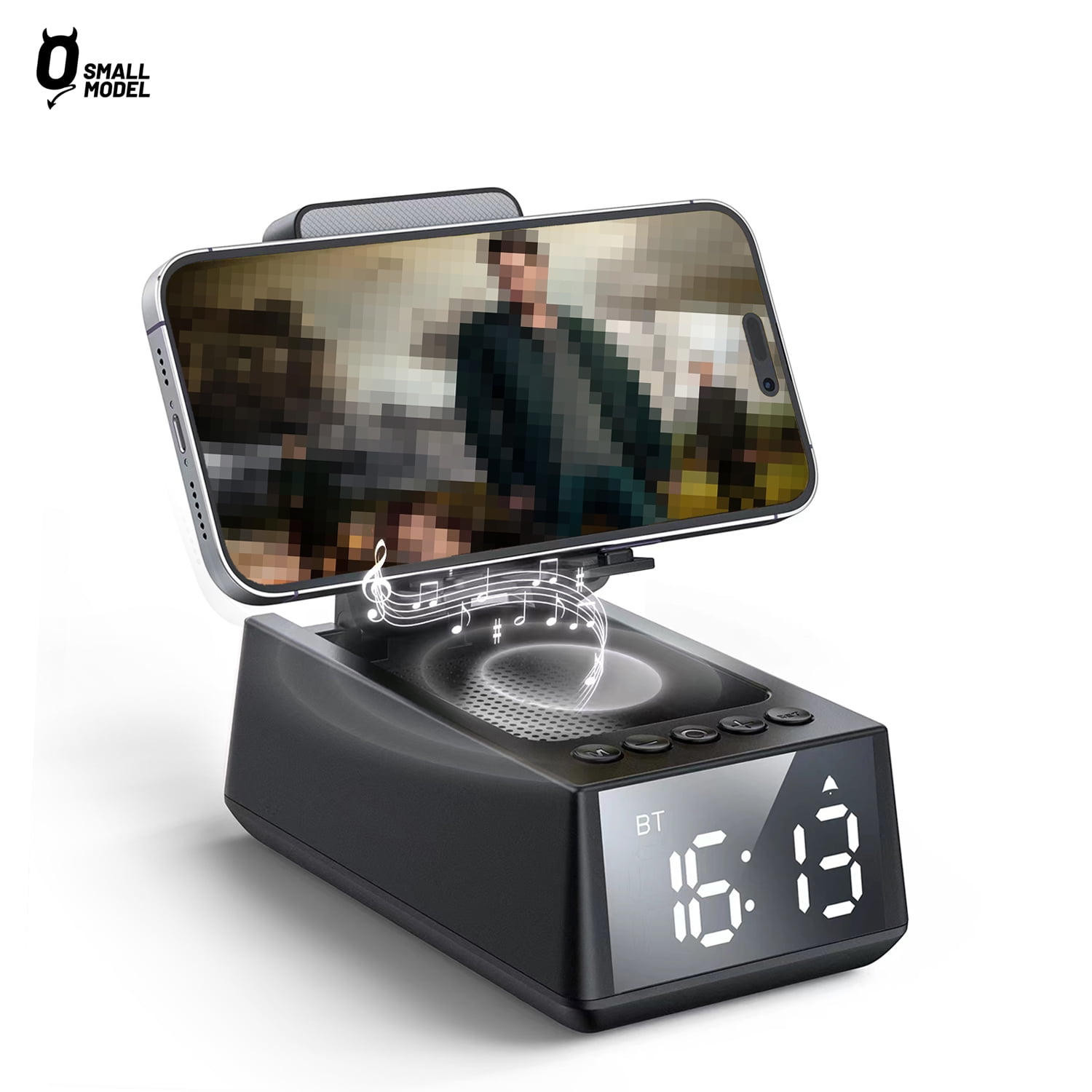 Cell Phone Stand with Wireless Bluetooth Speaker with Led Clock Anti