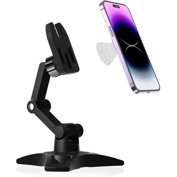Cell Phone Stand Works for Popsocket, Height Angle Adjustable Desk Holder, Heavy Duty Home, Fits All Sockets Grips