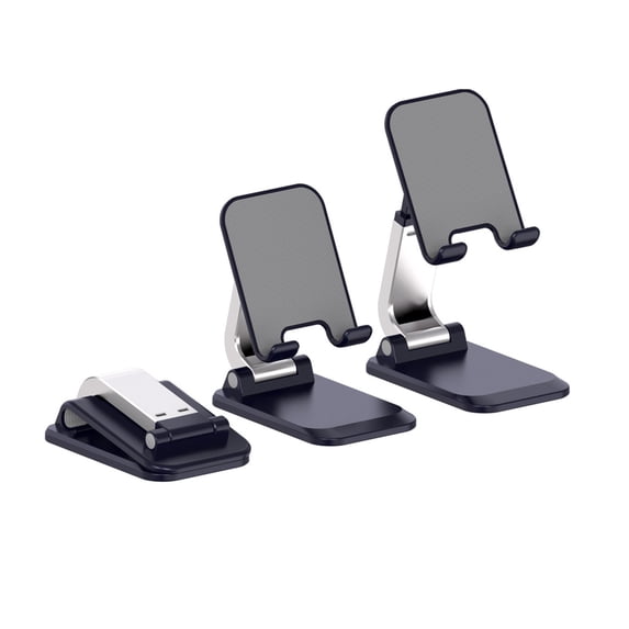Cell Phone Stand for Desk - Foldable and Height Adjustable Phone Holder with Weighted Metal Base for 4-8 in Devices