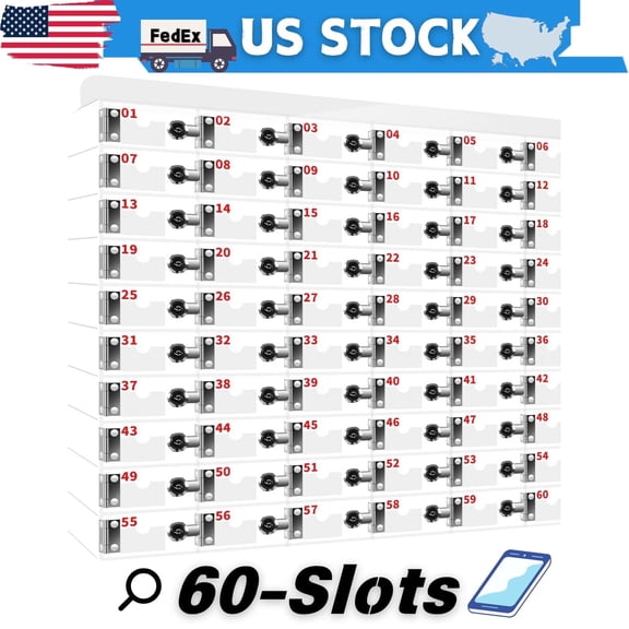Cell Phone Storage Cabinet 60 Slots, Acrylic Transparent Cell Phone Locker, Sturdy Cell Phone Locker Box, Wall Mounted with 60 Keys Door Locks, Numbered Slots 01-60, for Hospitals and Clinics