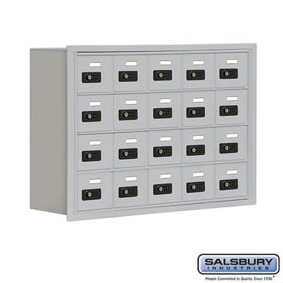 Cell Phone Storage Locker - 4 Door High Unit (8 Inch Deep Compartments) - 20 A Doors - Aluminum - Recessed Mounted - Res