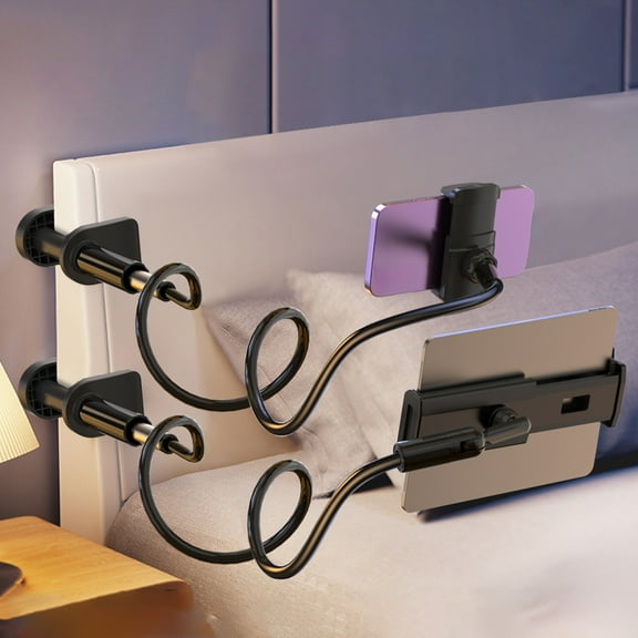 Cell Phone Tablet Holder 360° Adjustable Overhead Cantilever Stand | Metal Construction | Stable Thickened Base | Universal Phone & Tablet Support | 1 Piece Black 35.43in