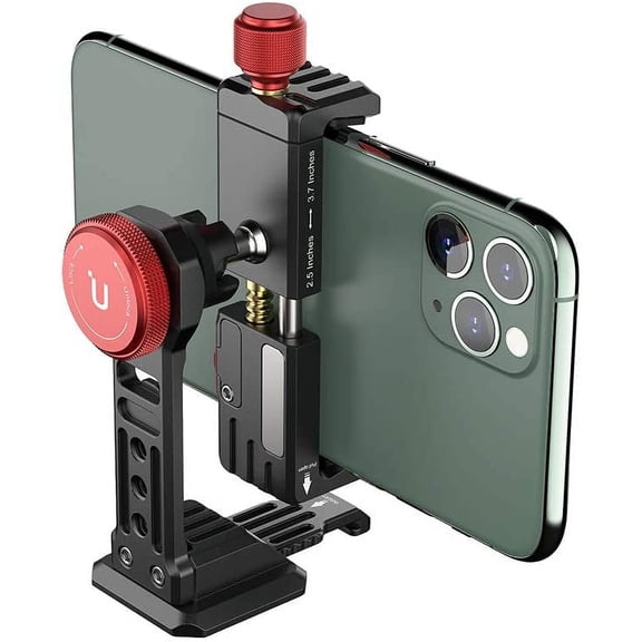 Cell Phone Tripod Mount, ST-14 Smartphone Tripod Mount Adapter Aluminum with Cold Shoe, 360 Cell Phone Stand Holder Clamp for iPhone17 16 15 14 13 12 11 Max Pro iPhone X XR Xs 6 7 Plus