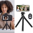thumbnail image 1 of Cell Phone Tripod with Wireless Remote, Flexible Camera Tripod with Wireless Remote for iPhone, Samsung, Smartphone Stand for iPhone, Go Pro, Digital Action Camera, 1 of 8