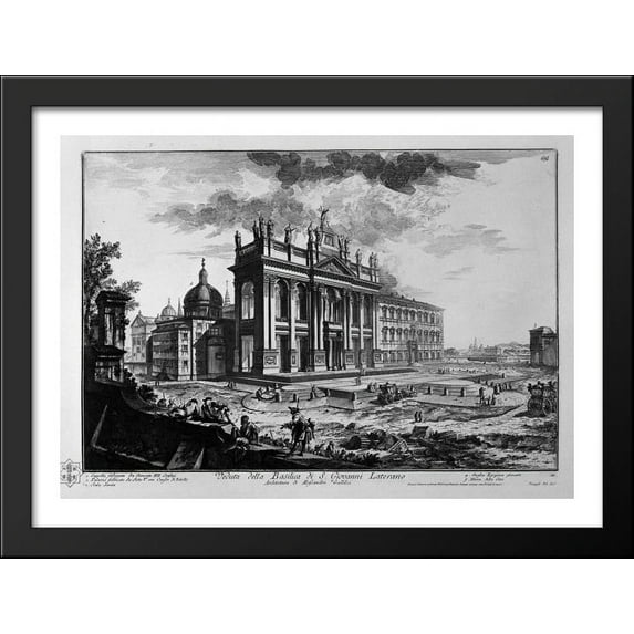 Cell on the inside of the Basilica of St. Paul Outside the Walls 38x28 Large Black Wood Framed Print Art by Giovanni Battista Piranesi