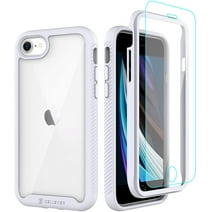 CellEver Compatible with iPhone SE 2020 Case/iPhone 7/iPhone 8 Case, Clear Full Body Heavy Duty Protective Anti-Slip Full Body Transparent Cover (2X Glass Screen Protector Included) - White