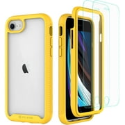 CellEver Heavy Duty Bumper Cell Phone Case with Screen Protector for Apple iPhone SE, Yellow
