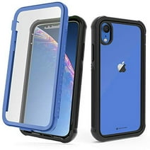 CellEver Compatible with iPhone XR Case, Clear Full Body Heavy Duty Protection with Built-in Clear Screen Protector Shockproof Rugged Transparent Cover - Blue
