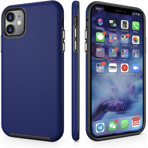 CellEver for iPhone 11 Case - Dual Guard Series, Military Grade Protection, Ultra Slim, Sturdy Shock Absorbent Phone Cover (Navy Blue)
