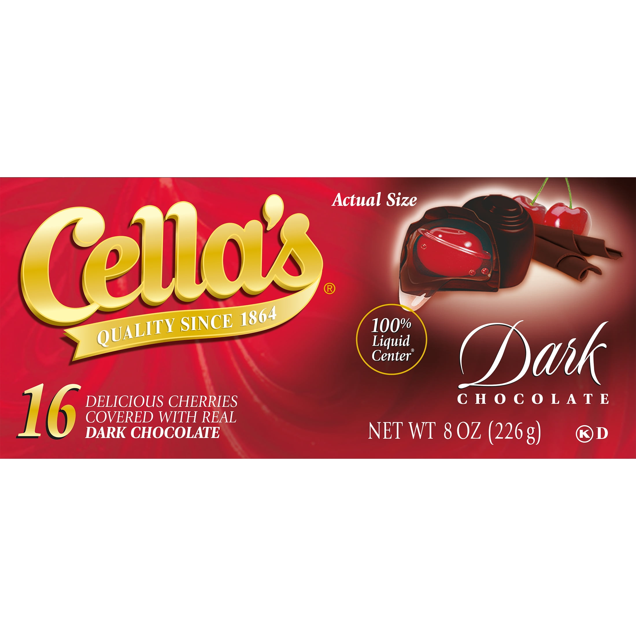 Cella's Dark Chocolate Covered Cherry Candy, 8oz Box (16 Count