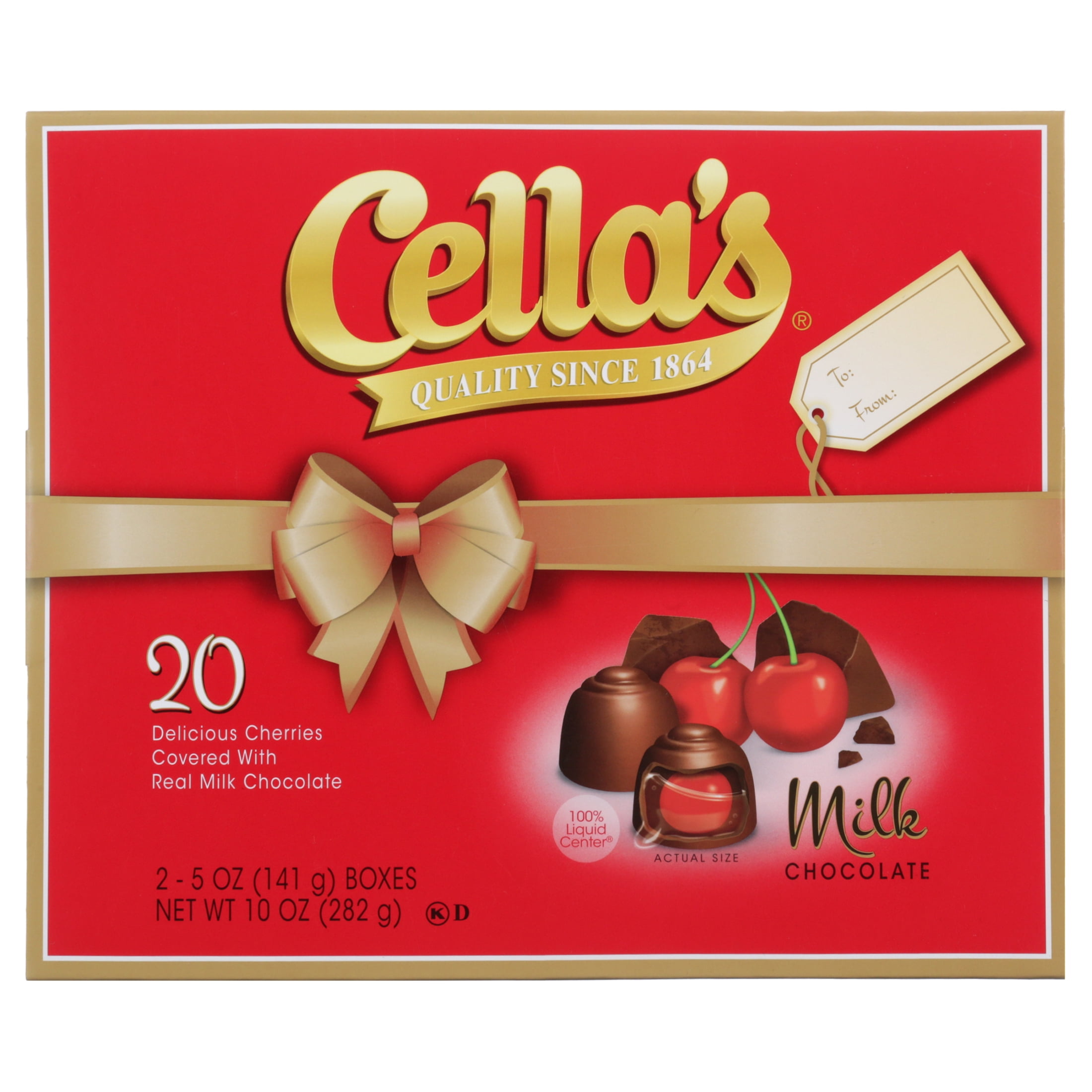 TOOTSIE ROLL Cella's, Milk Chocolate Covered Cherries, 10 oz, 20 Count Box. Peanut & Gluten Free. Contains Milk & Soy.