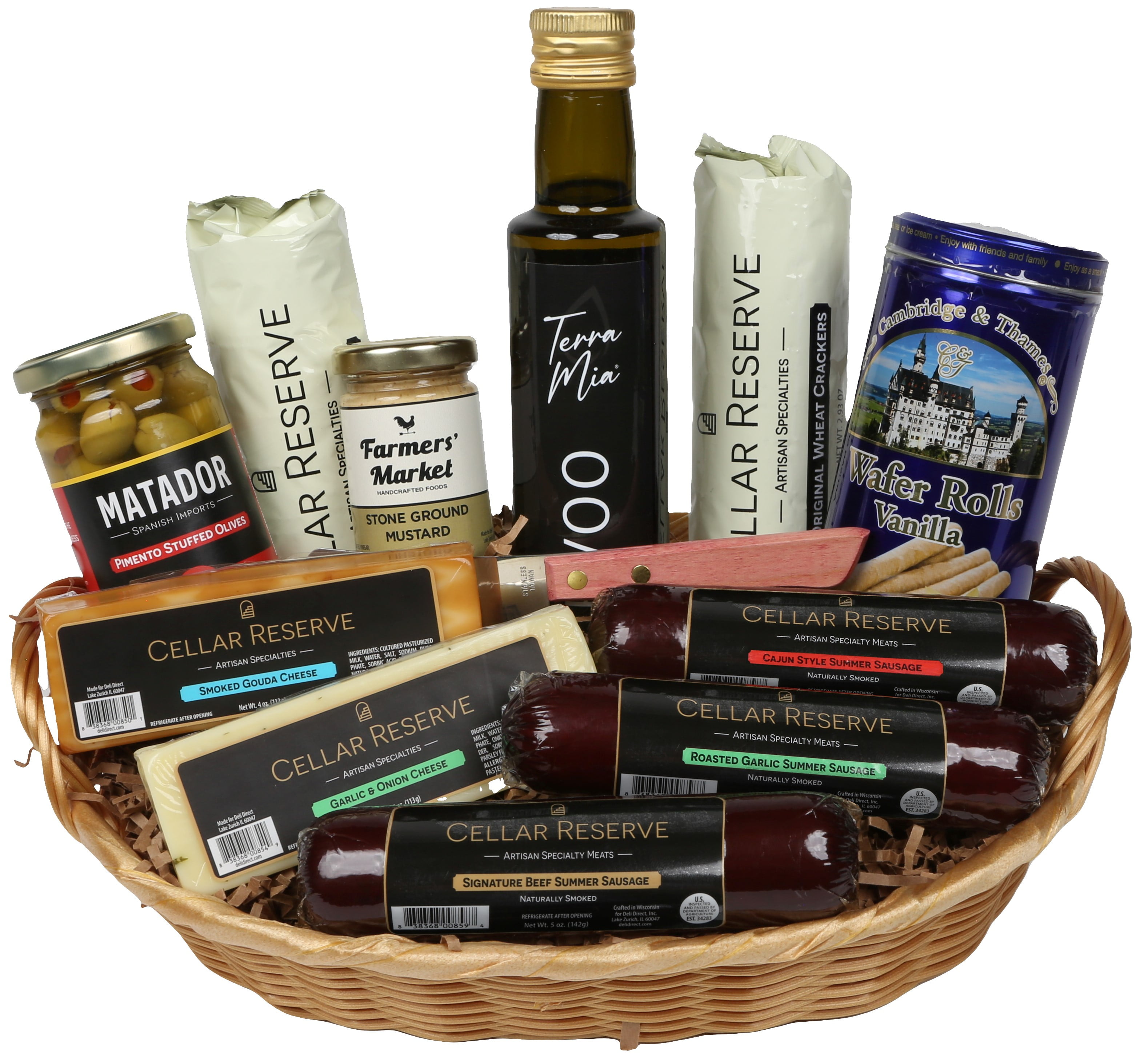 Cellar Reserve Specialty Gift Basket by Deli Direct, Summer Sausage