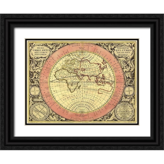 Cellarius, Andreas 18x15 Black Ornate Wood Framed with Double Matting Museum Art Print Titled - Maps of the Heavens: Hemisphaerium Orbis Antiqui