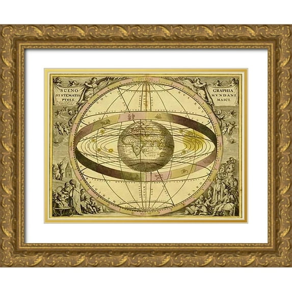 Cellarius, Andreas 18x15 Gold Ornate Wood Framed with Double Matting Museum Art Print Titled - Maps of the Heavens: Sceno Systematis Ptolemaici