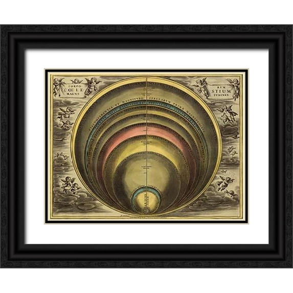 Cellarius, Andreas 24x19 Black Ornate Wood Framed with Double Matting Museum Art Print Titled - Maps of the Heavens: CorpMaps Coelestium