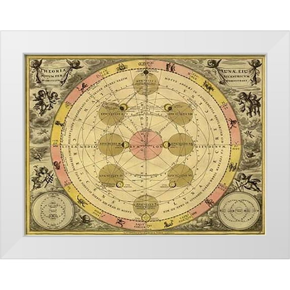 Cellarius, Andreas 32x25 White Modern Wood Framed Museum Art Print Titled - Maps of the Heavens: Theoria Luna