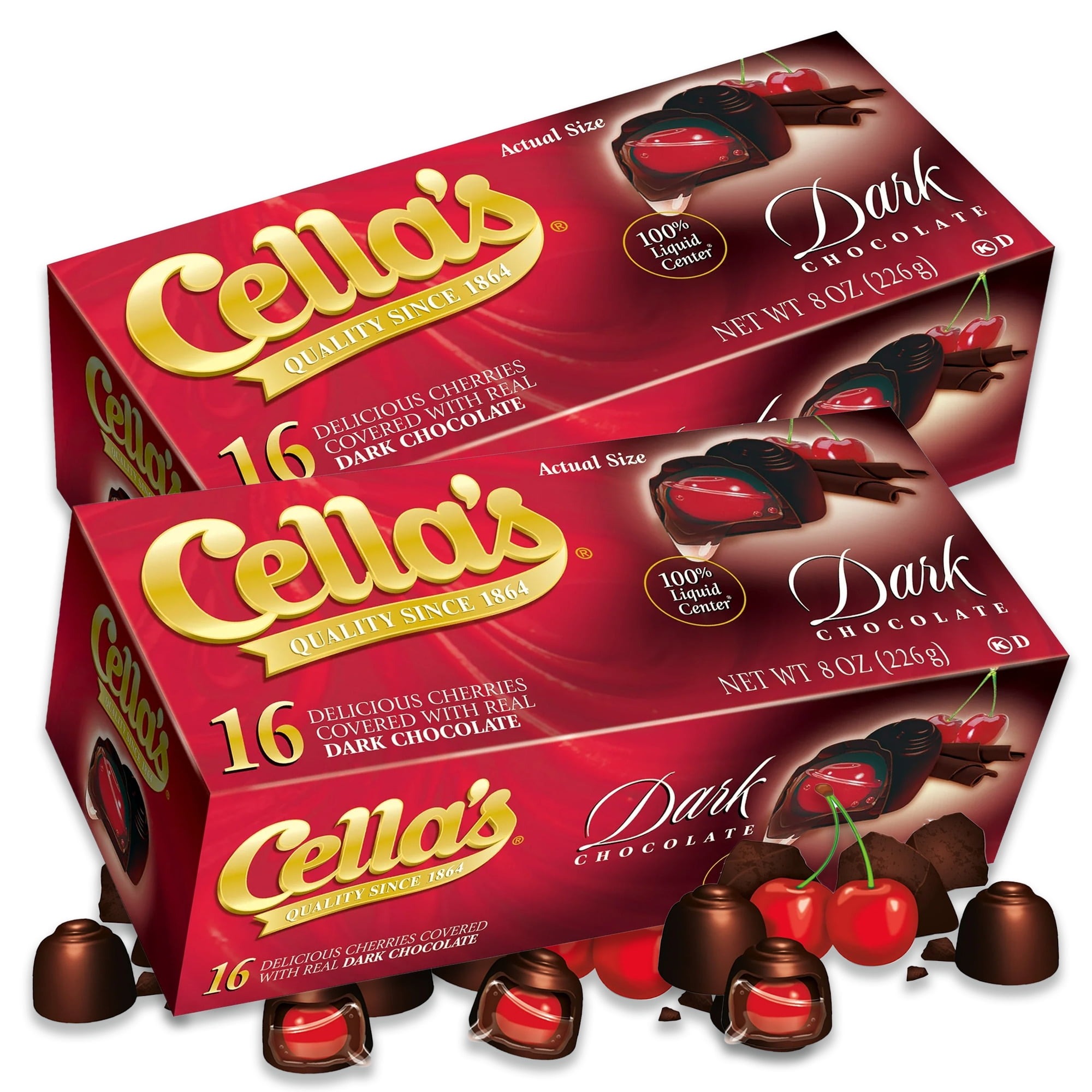 Cella's Dark Chocolate Covered Cherries 16ct Pack of 2 (32 cherries