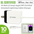 thumbnail image 1 of Cellet 10W 2A MFi Apple Certified Home Charger with Attached 4ft Lightning Cable, UL Listed Wall Adapter for iPhone, iPad, iPod, 1 of 8