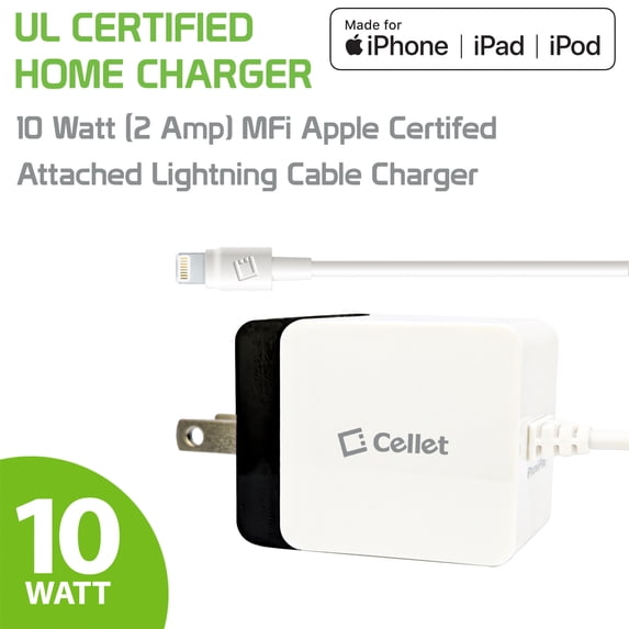 Cellet 10 Watt / 2 Amp Folding Blade Wall Charger Compatible for iPhone 14/13/12/11/Xs/Xr/X/8/7/6S/6/Plus/5SE/5S/5