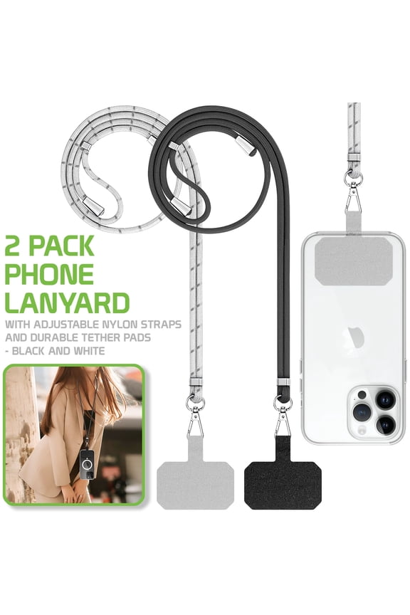 2-Pack Phone Lanyard, Universal Phone Lanyard with Adjustable Nylon Straps and Durable Tether Pads Compatible with Smartphones, iPads, Tablets and more