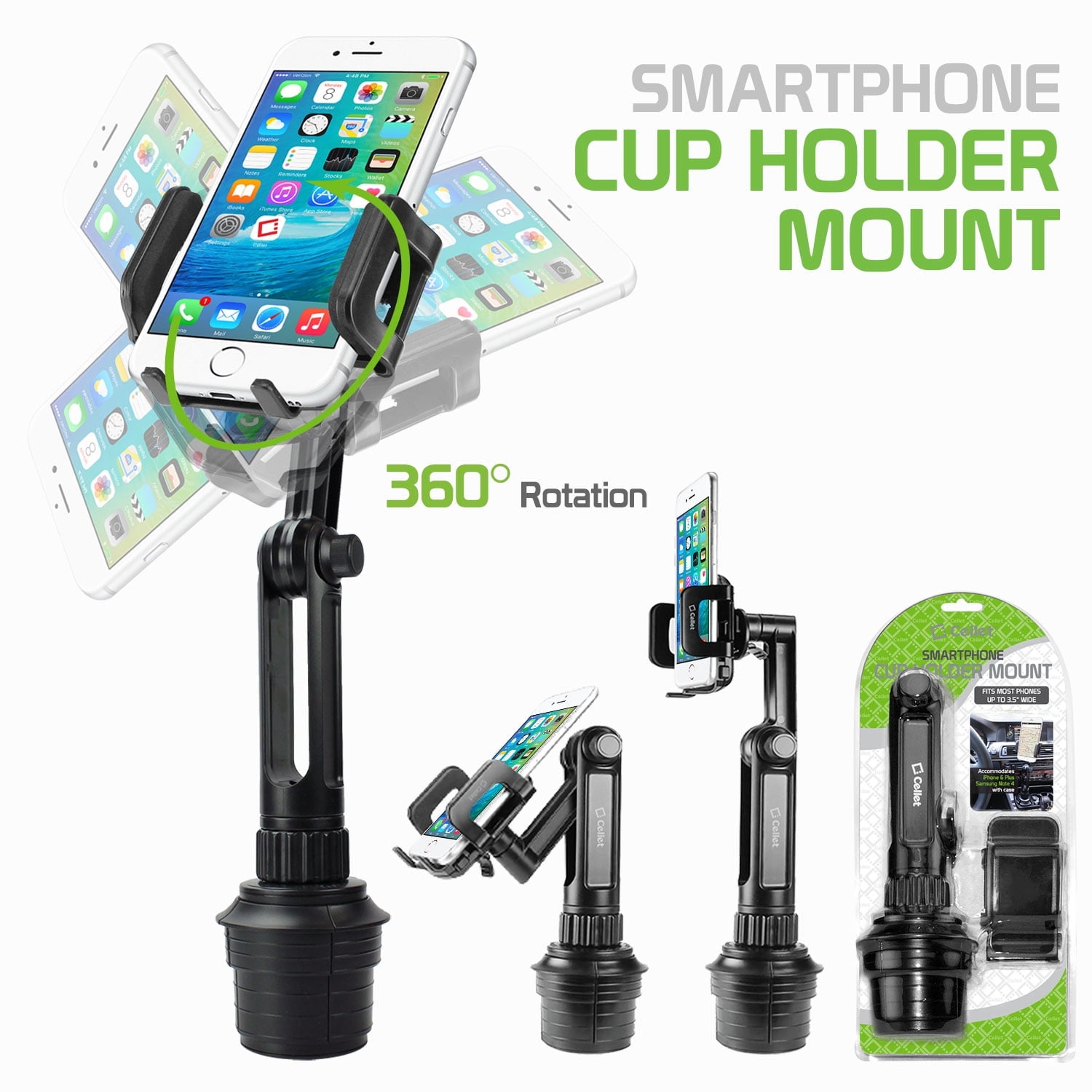 Cellet Adjustable Extra Long Neck Car Cup Holder Phone Mount Compatible with Apple iPhone, Samsung Galaxy, Google Pixel